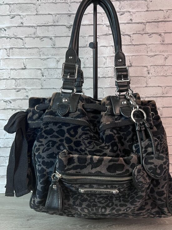Juicy Couture Handbags - juicy couture daydreamer leopard print bag in grey and black